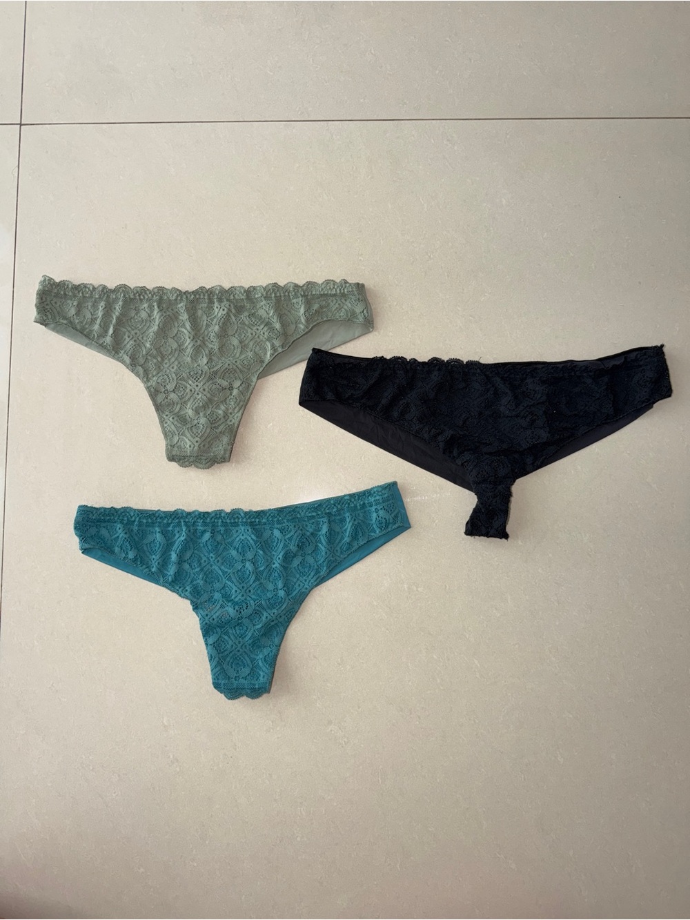 intimissimi Lace Bikini Trio - Sage, Teal & Black